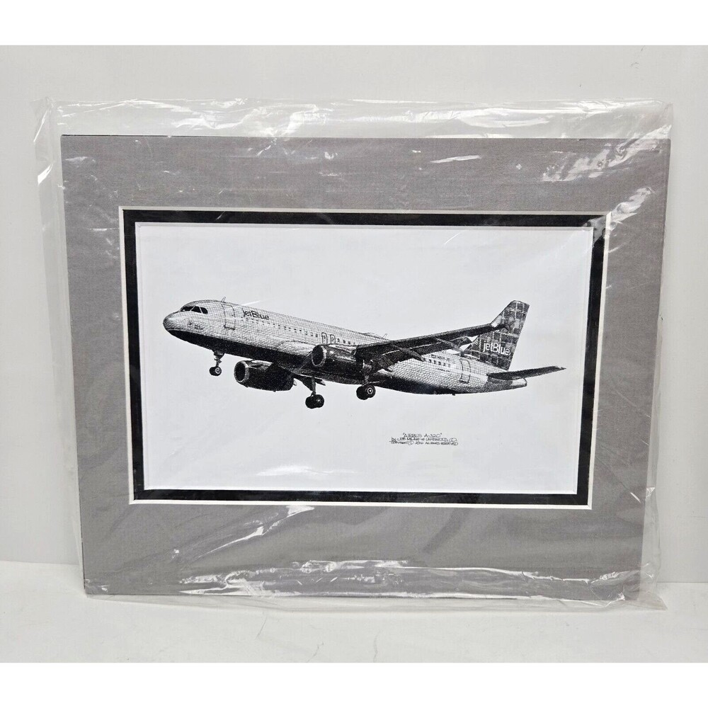Airbus A-320 Aviation Art by Joe Milich Jet Blue Signed Matted 2006 NEW
